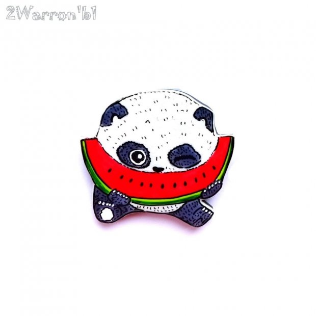 Panda with Watermelon Brooch