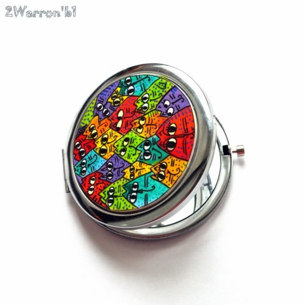 Colored Cats Pocket Mirror