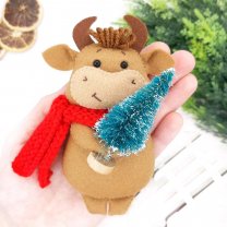 Bull With Christmas Tree Plush Toy