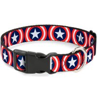 Buckle-Down Marvel Comics - Captain America (23-38 cm) Dog Collar Plastic Clip