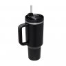 40 oz Insulated Stainless Steel Tumbler with Handle & Straw (Black)