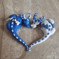 Heart Shaped Dragon Couple Figurine Set