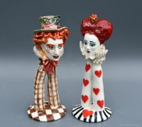 Porcelain Queen & Mad Hatter Figurine Set