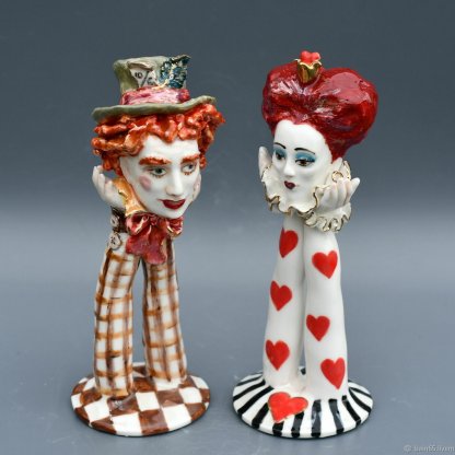 Porcelain Queen & Mad Hatter Figurine Set