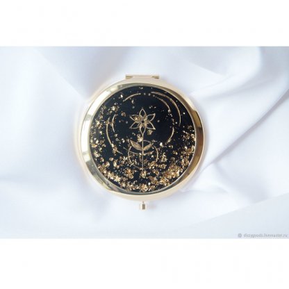 Golden Flower Pocket Mirror