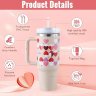 40 oz Insulated Stainless Steel Tumbler with Handle & Straw (Christmas Red B)