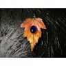Ginnal Leaf With Eye Pendant Necklace