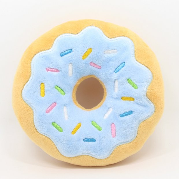 Donut Plush Dog Toy (Blue)