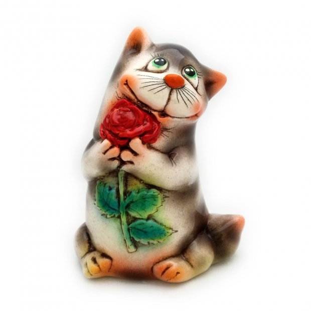 Cat With Rose Figure