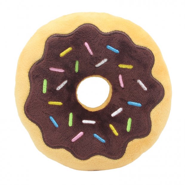 Donut Plush Dog Toy (Brown)