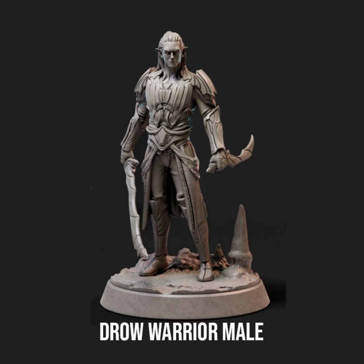 Drow Warrior Male Figure (Unpainted)