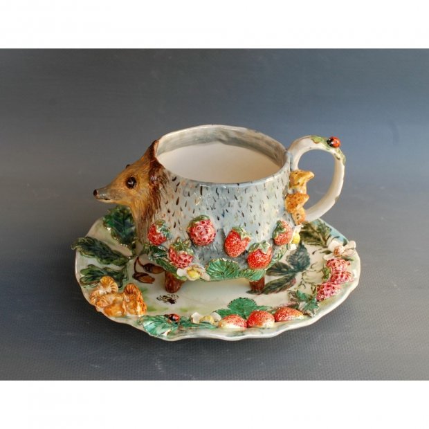 Hedgehog In Meadow Mug With Saucer