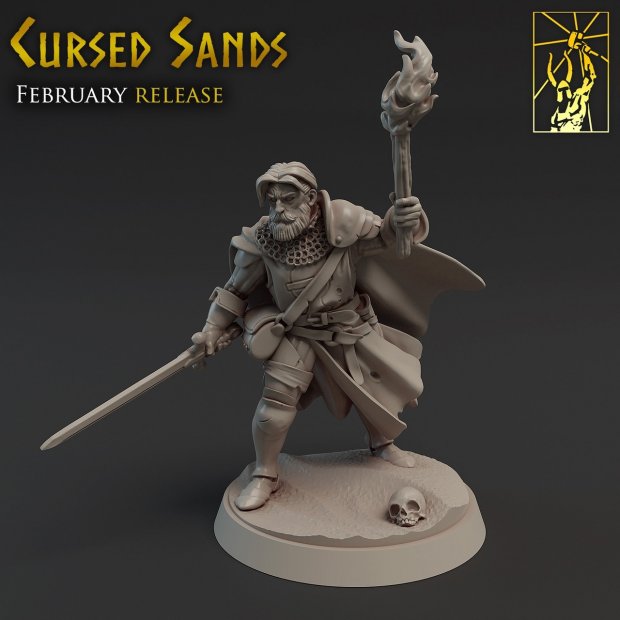 Fighter with sword and torch Figure (Unpainted)