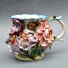 Porcelain Mug with Peony & Iris Design