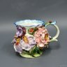Porcelain Mug with Peony & Iris Design