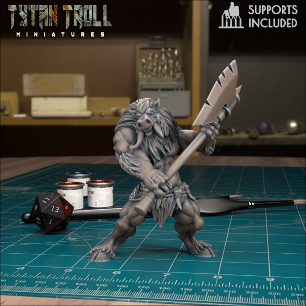 Wereboar with a heavy ax Figure (Unpainted)