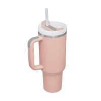 40 oz Insulated Stainless Steel Tumbler with Handle & Straw (Light powder)