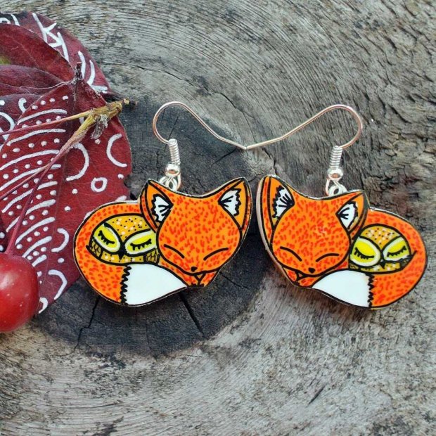 Fox and Owl Earrings