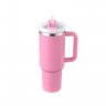 40 oz Insulated Stainless Steel Tumbler with Handle & Straw (Peony color)