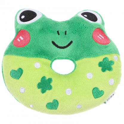 Donut Squeaky Plush Toy for Small & Medium Dogs (Frog)