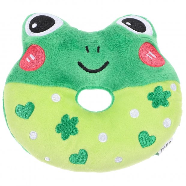 Donut Squeaky Plush Toy for Small & Medium Dogs (Frog)