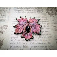 Pink Maple Leaf With Eye Brooch