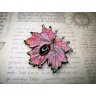 Pink Maple Leaf With Eye Brooch