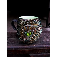 Green-eyed Dragon Mug With Decor
