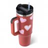 40 oz Insulated Stainless Steel Tumbler with Handle & Straw (Pink)
