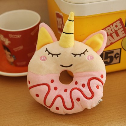 Donut Squeaky Plush Toy for Small & Medium Dogs (Unicorn)