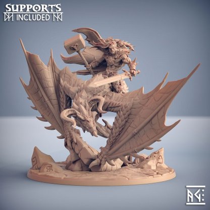 Krommir Stronghammer riding a wyvern Figure (Unpainted)