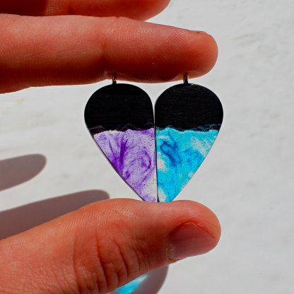 Blue And Purple Paired Pendant Necklaces