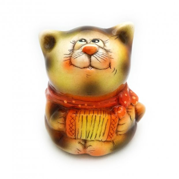 Cat With Accordion Figure