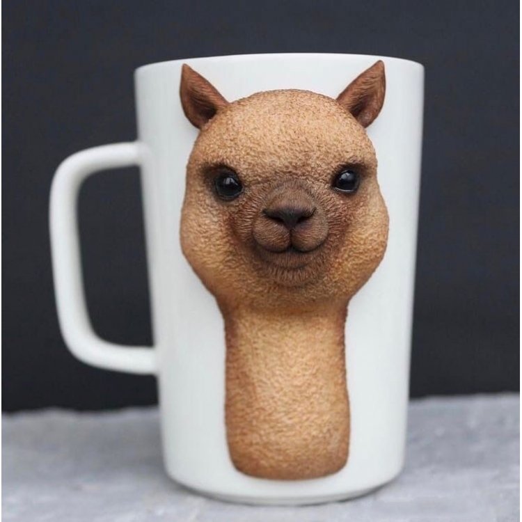 Brown Alpaca Mug With Decor