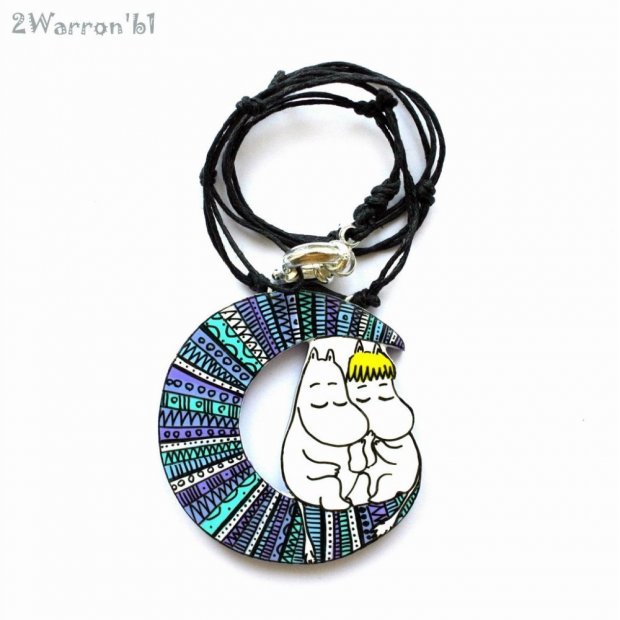 The Moomins - Moomintroll and Snork Maiden on Moon Necklace