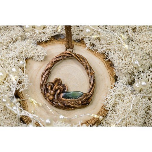 Mushrooms With Jade Pendant Necklace