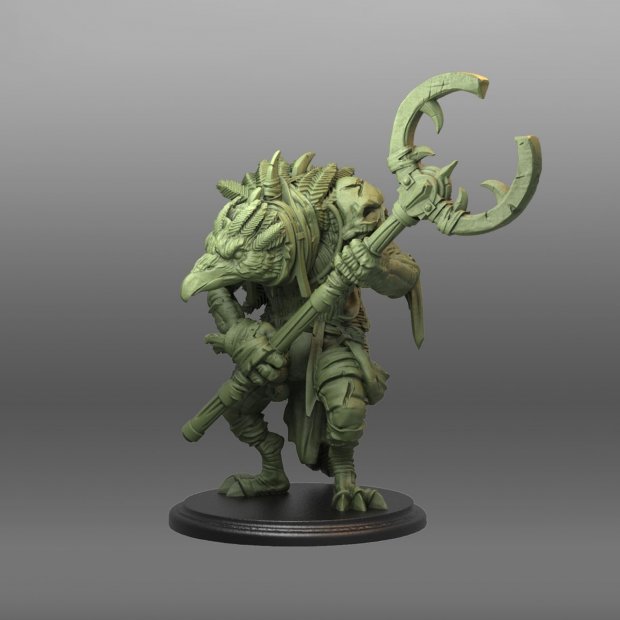 Kenku Bladed Staff Birdman Figure (Unpainted)