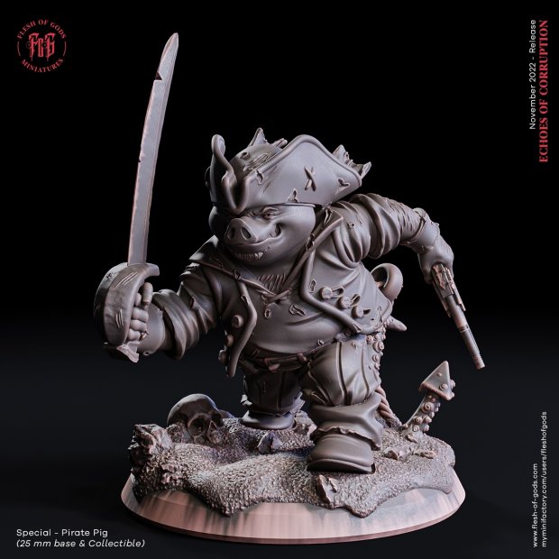 Pirate Pig Figure (Unpainted)