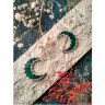 Silver Plated Green Moons Earrings