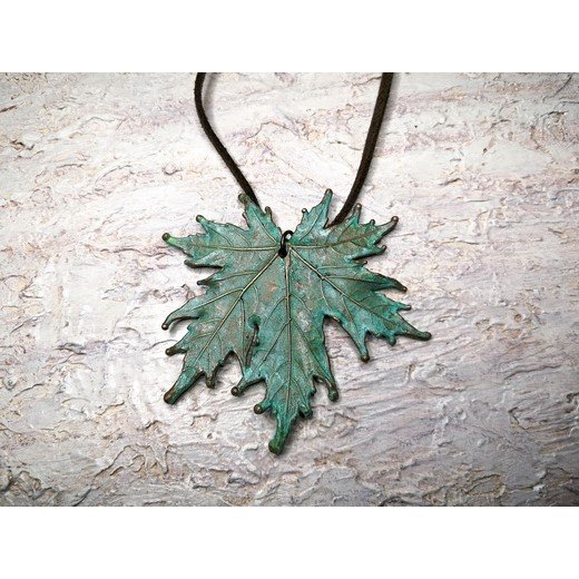 Malachite Maple Leaf Pendant Necklace