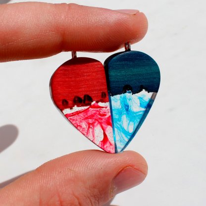 Red And Blue Paired Pendant Necklaces