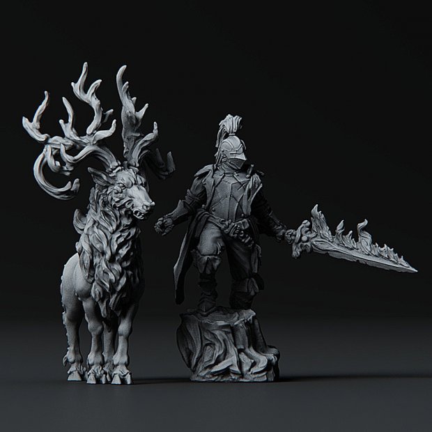 Knight with sacred deer Figure (Unpainted)