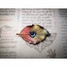 Gradient Poplar Leaf With Eye Brooch