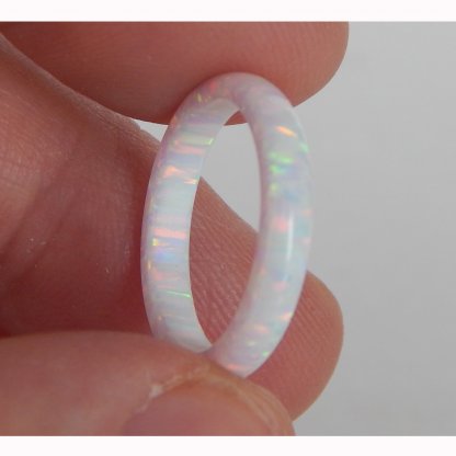 White opal wedding ring. Solid opal ring. Synthetic opal ring.