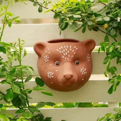 Bear Head Wall Vase