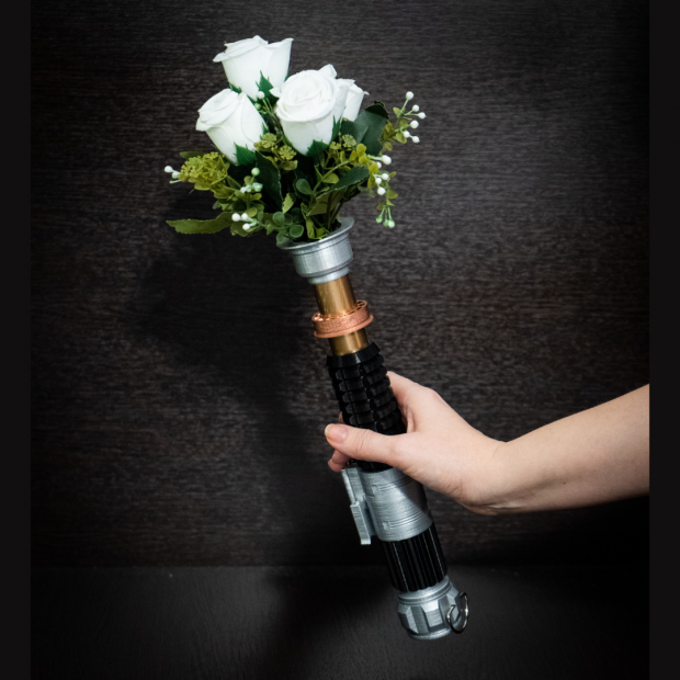 Personalized Obi-Wan Lightsaber Bridal Bouquet Holder | Star Wars wedding
