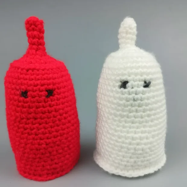 Ketchup/Mayonnaise Handmade Knitted Doll