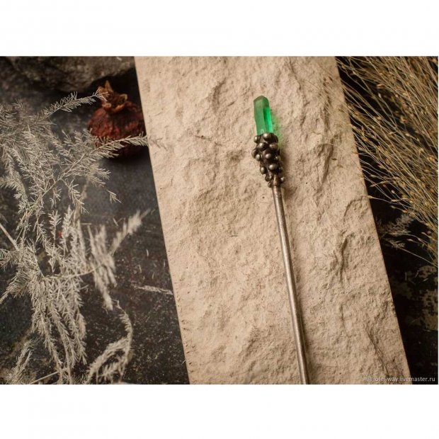 Green Rhinestone Hairpin