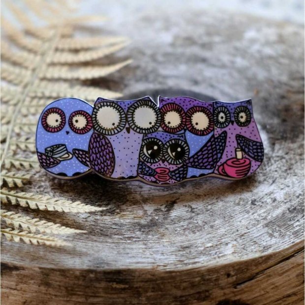 Purple Owls Barrette