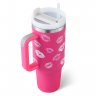 40 oz Insulated Stainless Steel Tumbler with Handle & Straw (Rose Red)